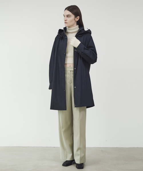 HOOD DETACHABLE OVAL COAT- NAVY