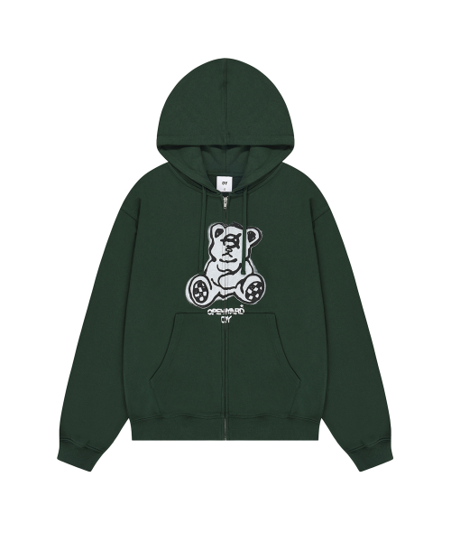 SPRAYED ODOLLY HOODIE ZIP UP- FOREST