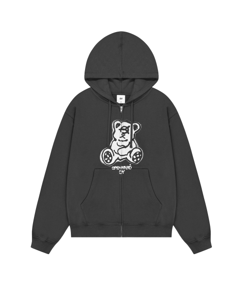 SPRAYED ODOLLY HOODIE ZIP UP- CHARCOAL
