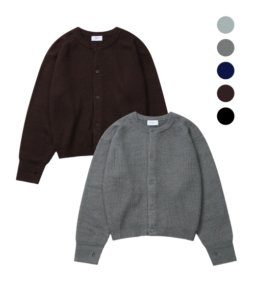 Круглый шерстяной кардиган с вырезом для пальца (5color)