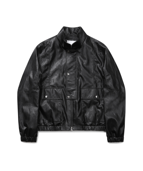Оверфит ретро куртка-блузон из экокожи (Black)