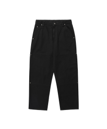 WASHED COTTON DOUBLE KNEE PANTS_BLACK(IK2EFMPA10A)