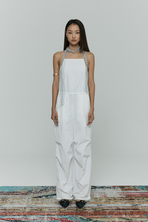 Комбинезон с акцентом на спине, washed, белый