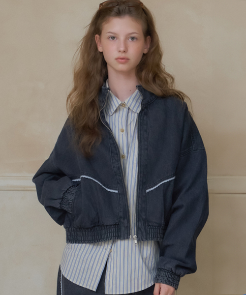 TORCHON LACE BLOUSON ZIP UP DENIM куртка BLACK