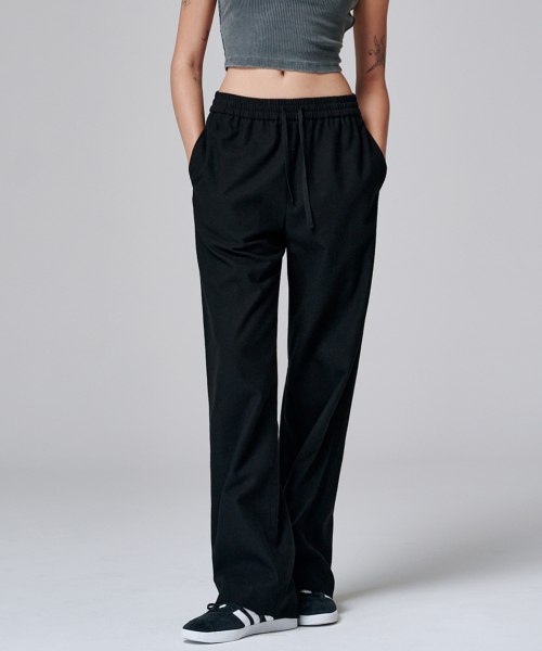 Широкие брюки на резинке 2136 (Black)