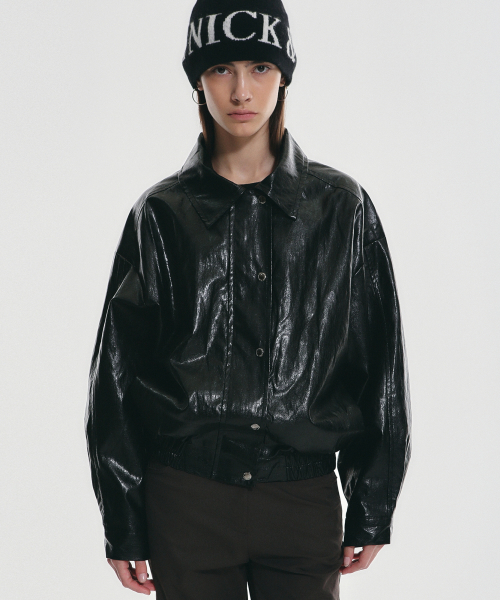 винтаж OVER FIT LEATHER JUMPER_BLACK