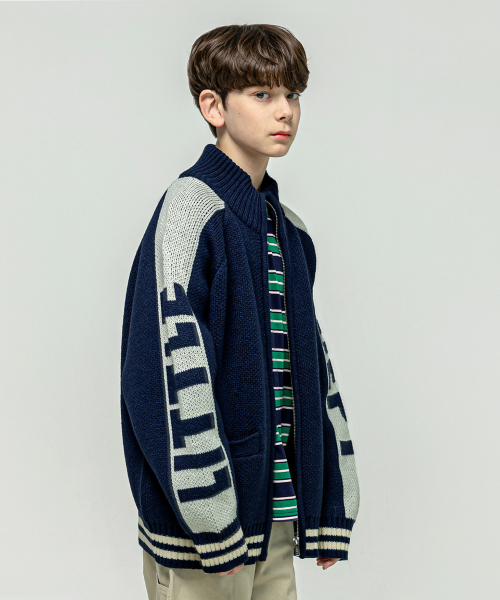 리틀뎁() 레터링 코위찬 니트 가디건 Navy 상품 이미지