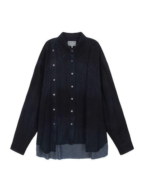 MUSINSA公式 | MATIN KIM DENIM CUT OUT DYING SHIRT IN NAVY