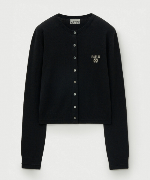 W Lauren базовый тонкий кардиган с круглым вырезом — Black