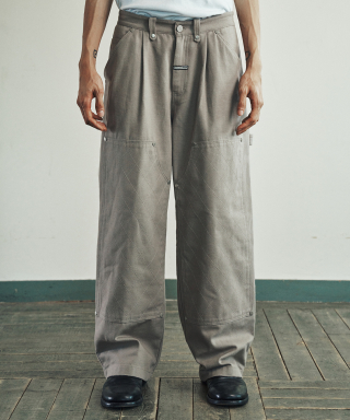 더바이닐하우스(THEVINYLHOUSE) STITCH DOUBLE KNEE PANTS SAND 상품 이미지