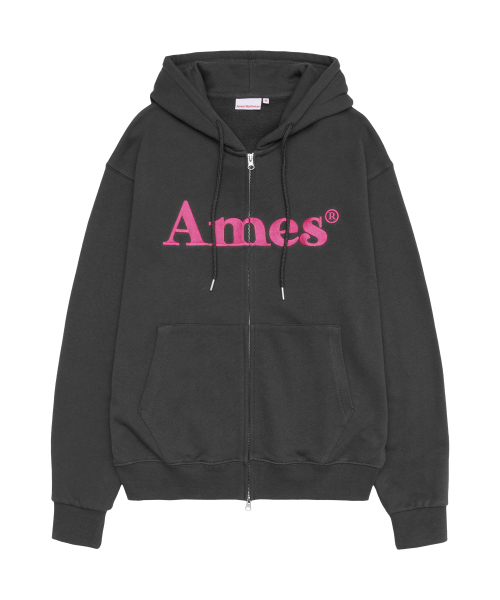 BASIC LOGO HOODIE ZIP UP CHARCOAL