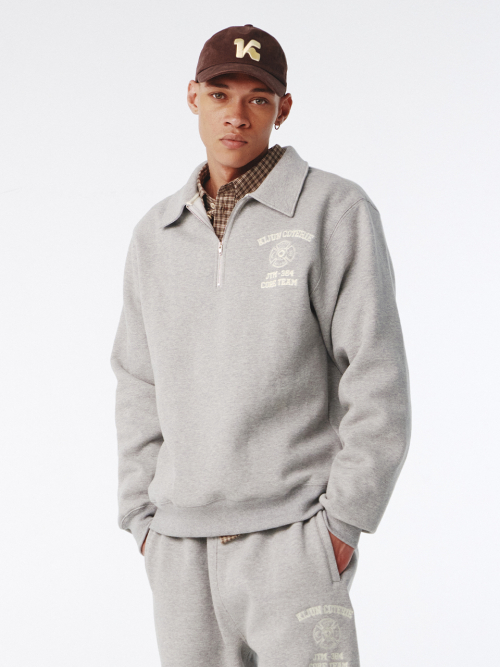 MUSINSA | KIJUN MEN Crest Half Zip-Up Pullover Melange Grey