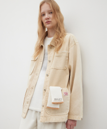 Washed Levar Denim Work Jacket - Sand Beige