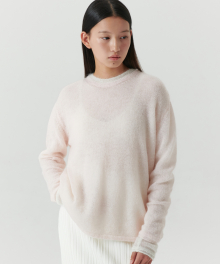 Mohair Sheer Round Knit - Pale Pink