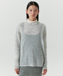 Mohair Sheer Round Knit - Melange grey