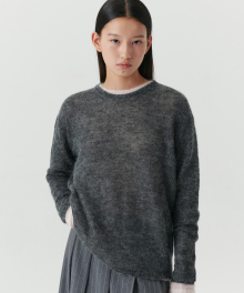 Mohair Sheer Round Knit - Charcoal