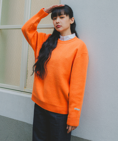 Мягкий шерстяной круглый свитер BK8937_Orange