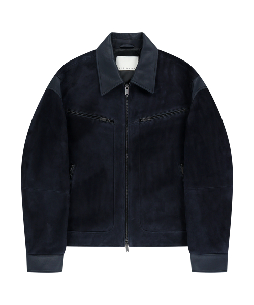 кожаный TRIM SUEDE JACKET (NAVY / GOATSKIN)