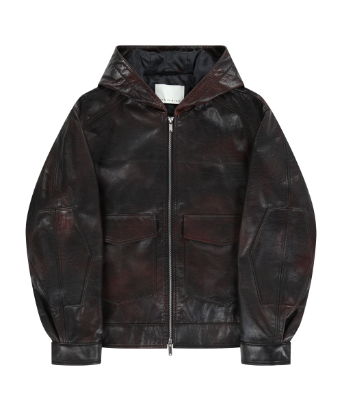 BUFFALO кожаный HOODED JACKET (RED BROWN)