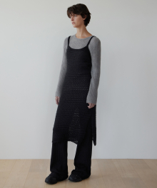 Mohair Skashi Layered Knitted Dress - Black