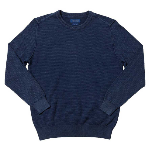 Круглый хлопковый джемпер вафельной вязки [NAVY]