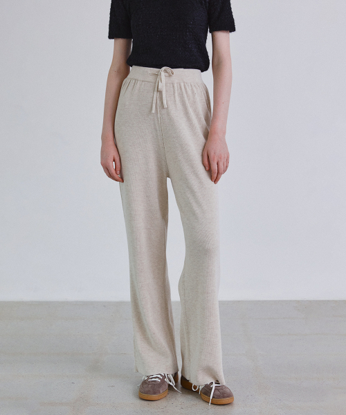 Merinowool knit banding wide pants_BEIGE