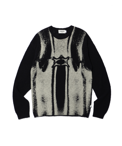 크리틱(CRITIC) VINTAGE WORMHOLE LONG SLEEVE KNIT BLACK