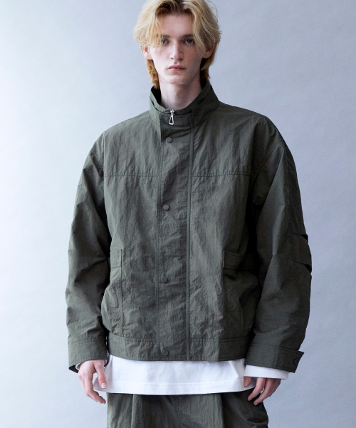 Double-Layered Collar Nylon Jacket BASIL зеленый