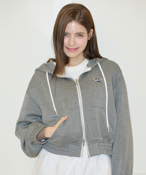 WAPPEN CROP HOOD ZIPUP серый