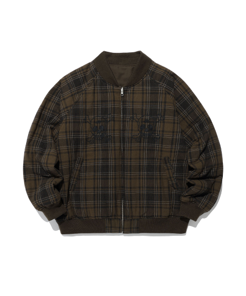 DRESSY CHECKERED SOUVENIR JACKET_BROWN(NG2EFUB931A)