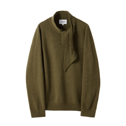 W NECK RIBBON KNIT - OLIVE (P244WKT602)