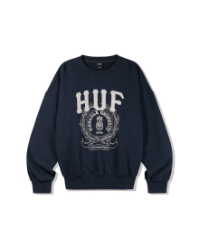 (W) HUF X REDDY PINNACLE UNIVERSITY CREWNECK [NAVY]