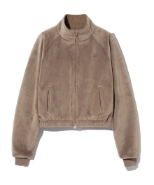 W TAG CORDUROY CROP ZIP UP - BROWN