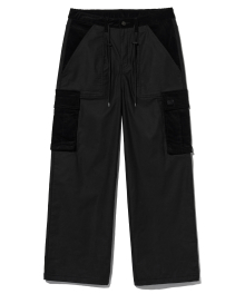 TAG CORDUROY CARGO PANTS - BLACK