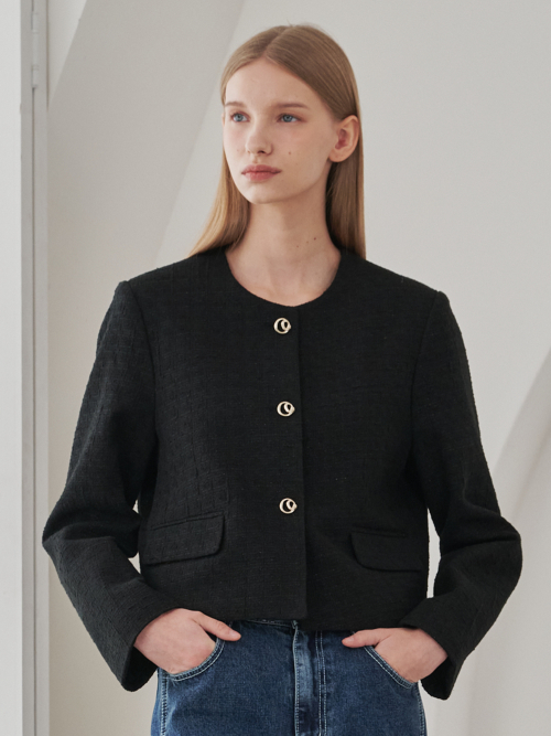 Tweed Pearl Blend Jacket - Black