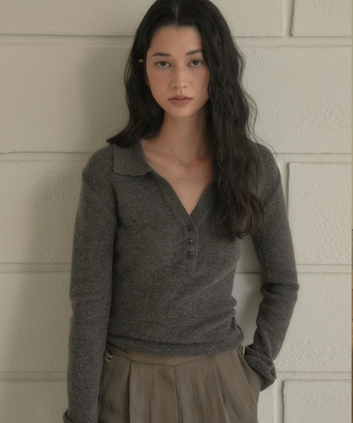 COLLAR ALPACA KNIT [ CHARCOAL ]