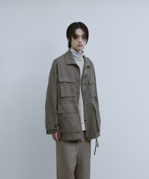 Oversized Field Jacket - Brown check