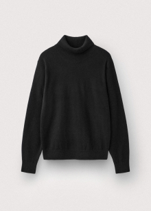 Pure merino wool turtle neck pullover_Black