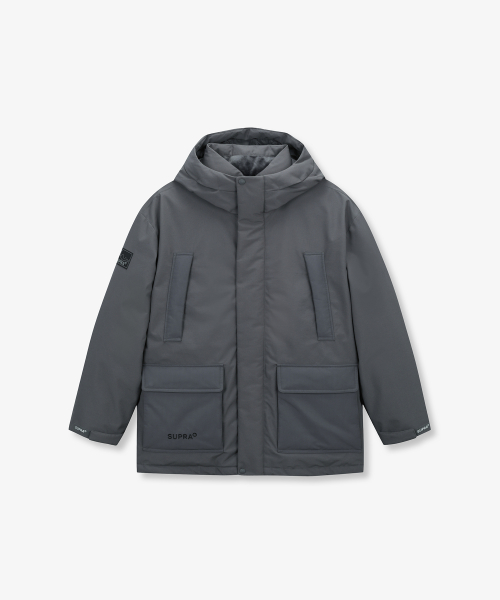Пуховик средней длины с карманами (Grey)