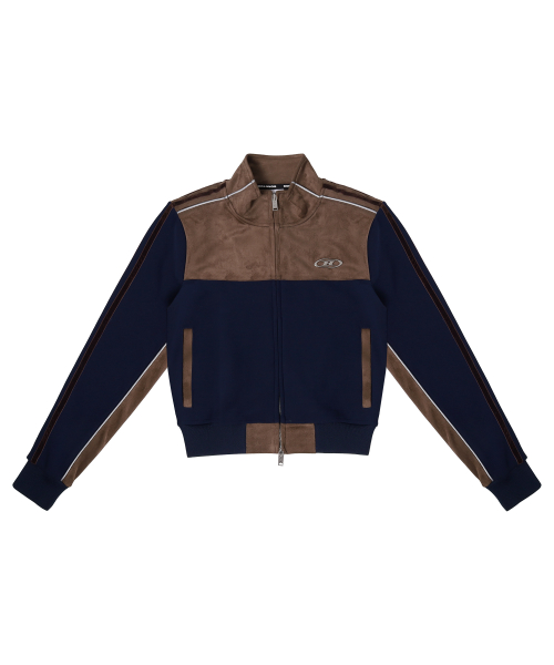 SUEDE SILVER LINE JERSEY CROP JACKET [NAVY]