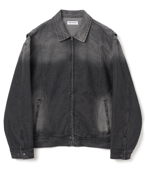 Джинсовая куртка со складками сзади [Washed Black]
