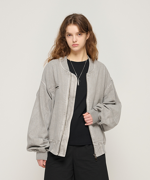 Оверсайз бомбер с пигментной варкой (Grey)