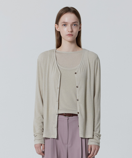 Fleecy Daily Cardigan_Light gray