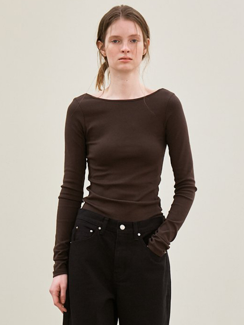 back scoop neck Длинные sleeves (brown)