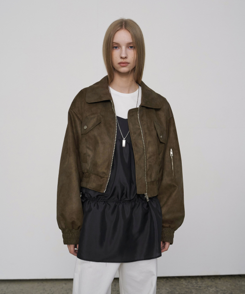 Suede Bomber Куртка Khaki