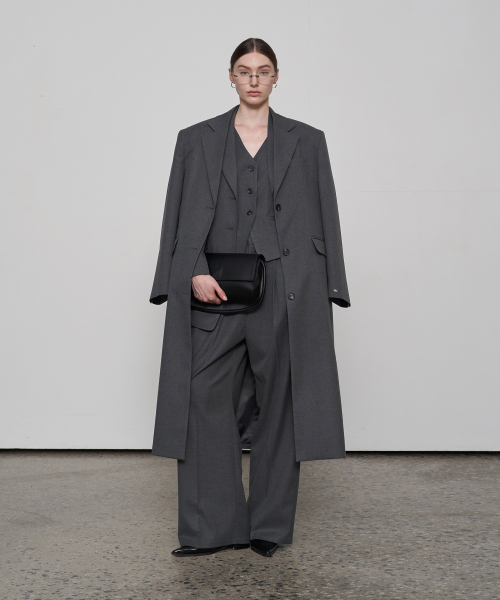 Oversized Wool Single Coat Серый