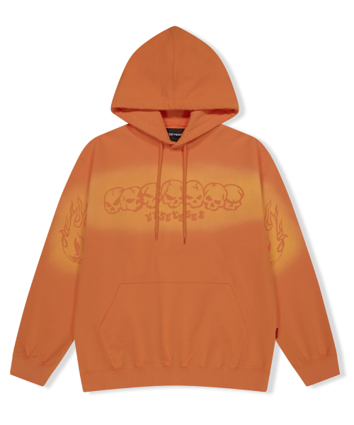 スウェット・トレーナー YESEYESEE YES Fadeout Skull Hoodie Orange YS243TSWHO03ORG 예스아이씨(YESEYESEE) Y.E.S Fade-out Skull Hoodie Orange