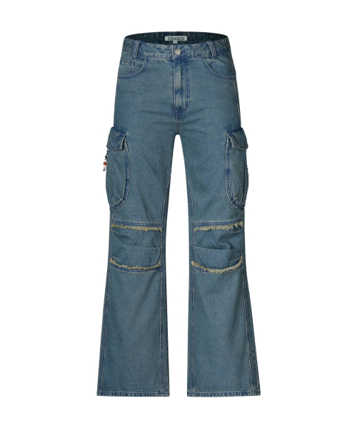 코이세이오 038(COYSEIO 038) ROUND POCKET CARGO JEANS BLUE - 사이즈