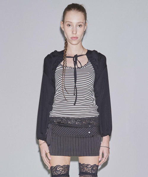 스컬프터(SCULPTOR) Waist Point Classic Skort Black Pin Stripe