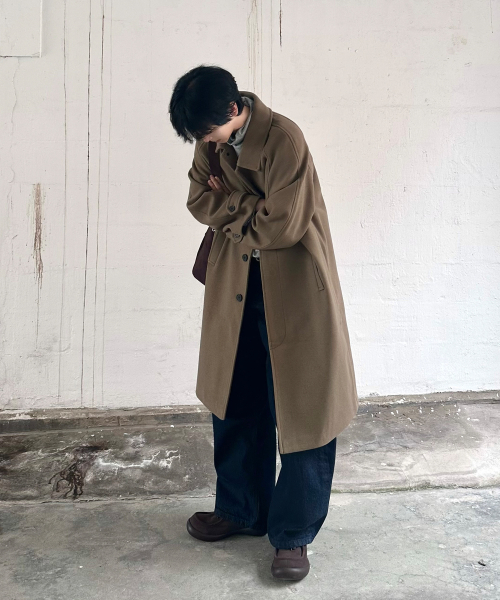 Пальто балмакаан оверсайз из шерсти (Beige)